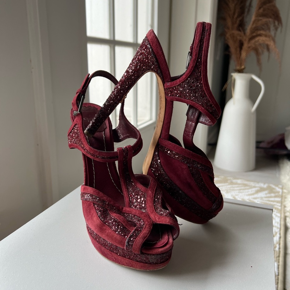 Trendy burgundy color Christian Dior heels
